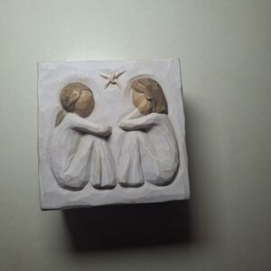 Willow Tree Cream and Brown Trinket Box Jewelry Box